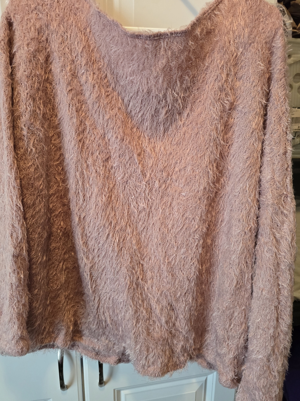 Fuzzy Rose Pink Women's Boat Neck Sweater